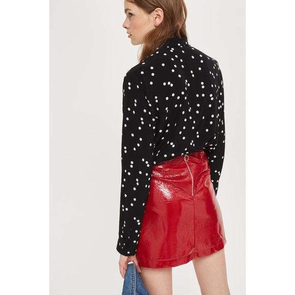 Topshop Spot Classic Shirt in Black - Picture 3 of 8